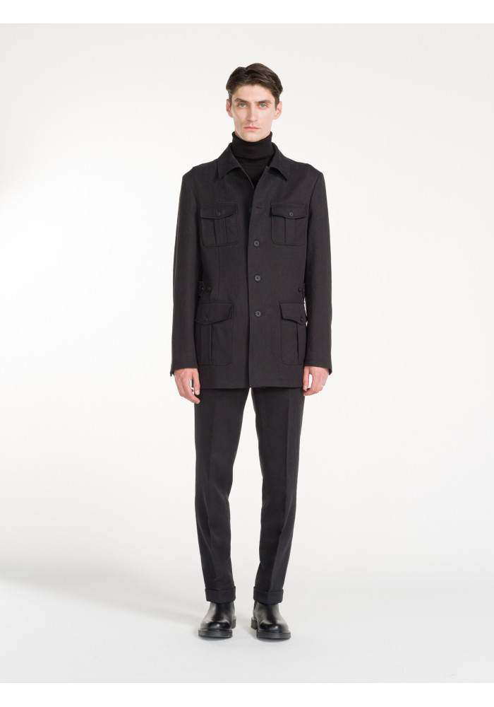 Art du Lin Men suit Casual Linen Black Solbiati Regular fit SARTO